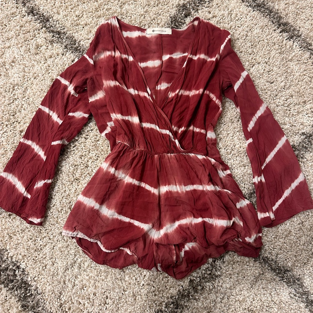 The Impeccable Pig Red Tie Dye Romper